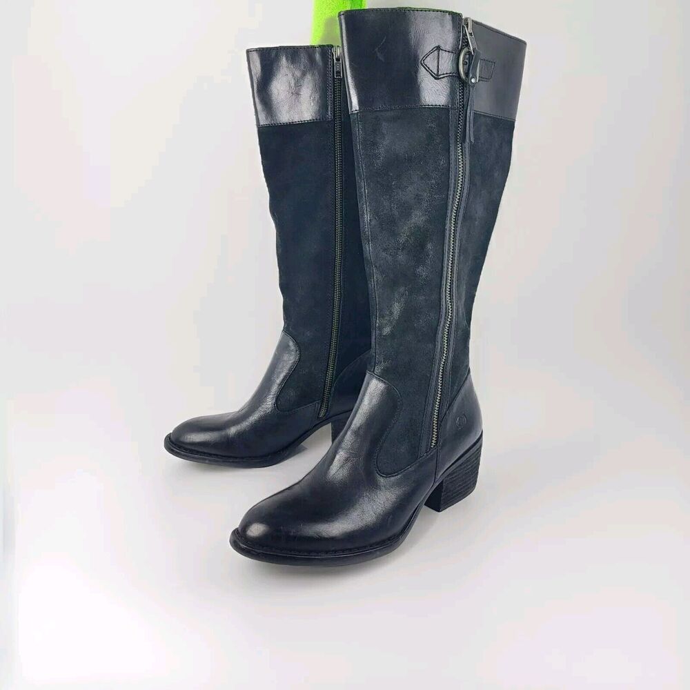 Born Uchee Women's Leather Knee High Boots Black Size 7M